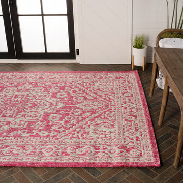 Sinjuri Medallion Textured Weave Indoor/outdoor Area Rug